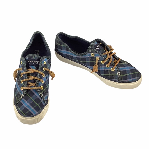 Blue Plaid Boat Shoes Sneakers 85m 